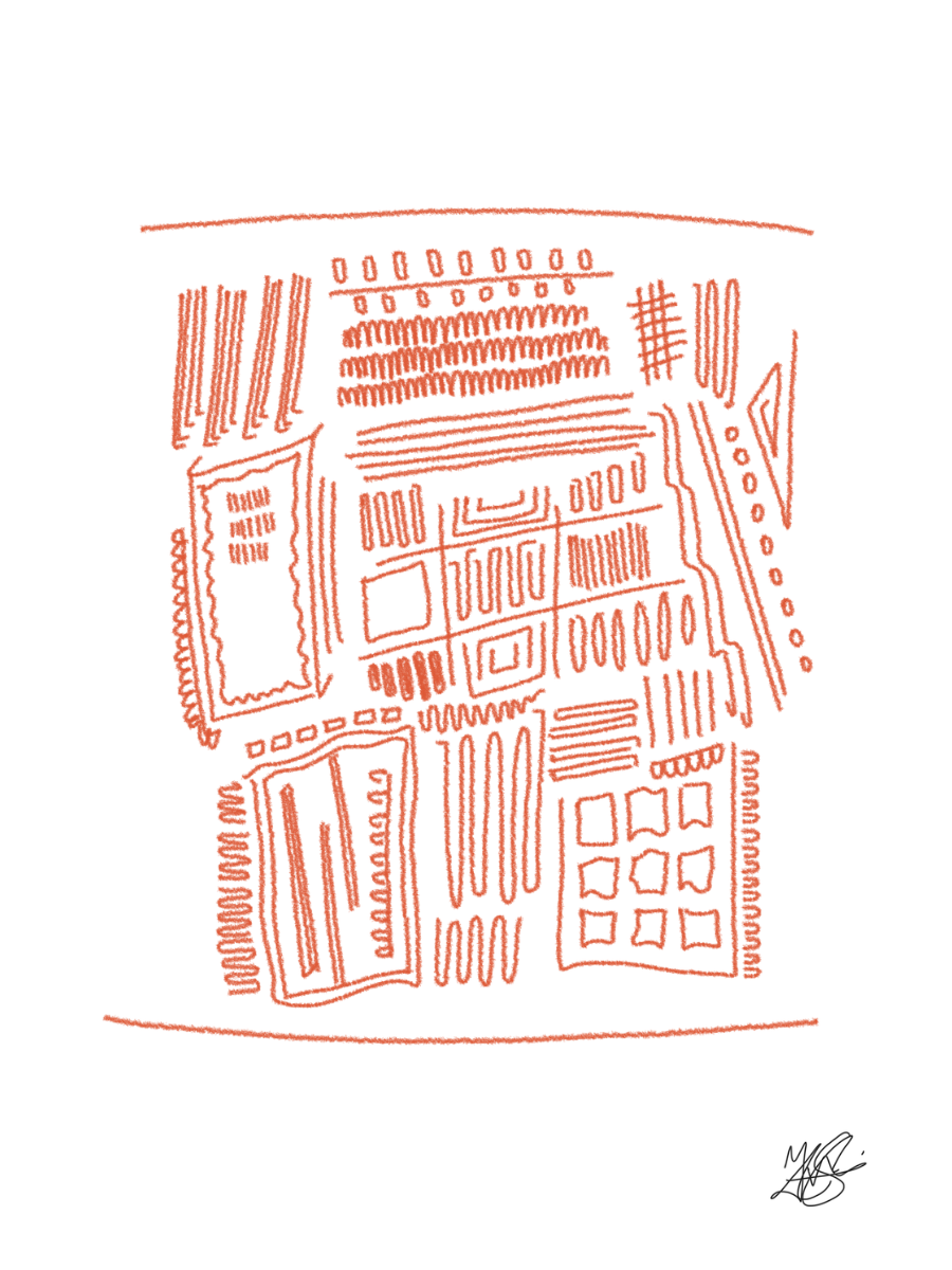 Mini Art Print: Orange Zentangle